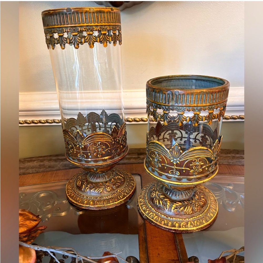 Elegant Gold and Brown Candle Holders